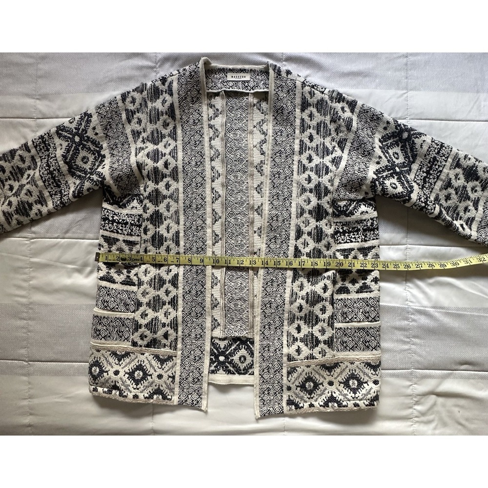 Masscob La Coruña Black & Cream Jacquard Weave Open Front Jacket Size 36 / US S - Picture 6 of 16